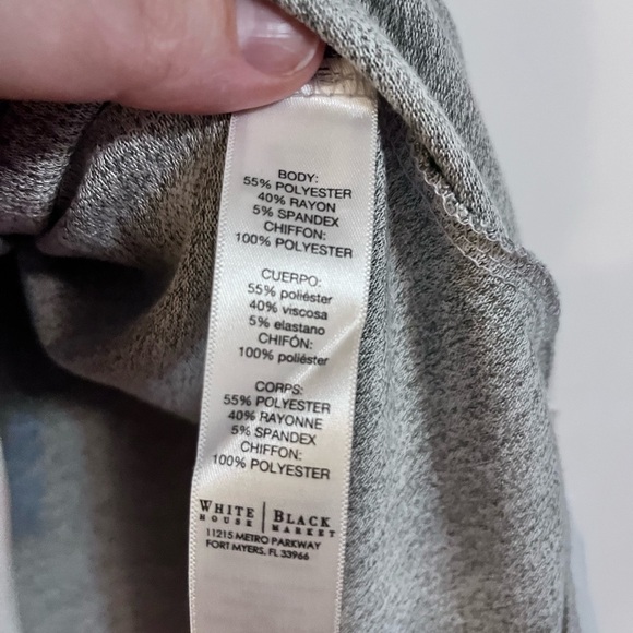 White House Black Market Grey Cold Shoulder Blouse - Picture 3 of 4